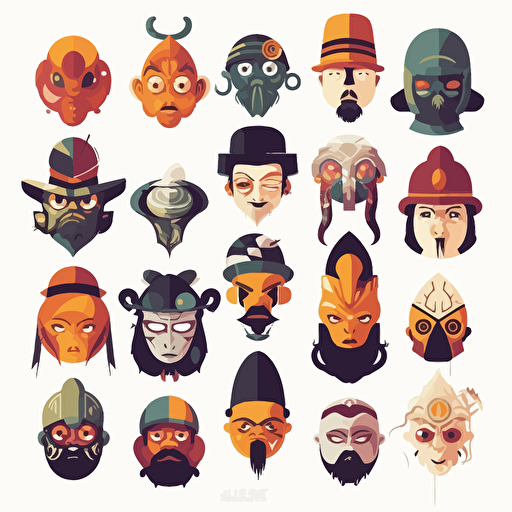 strange charachters vector, white background