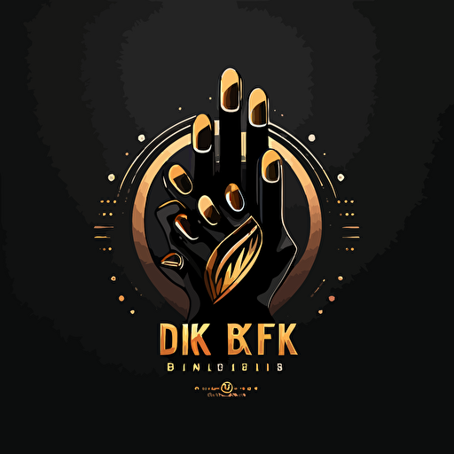 dk beauty nails logo, in the style of dark gold and black, simplistic vector art, realism with a touch of expressionism, use of precious materials, matte photo, hand-coloring, luminous quality