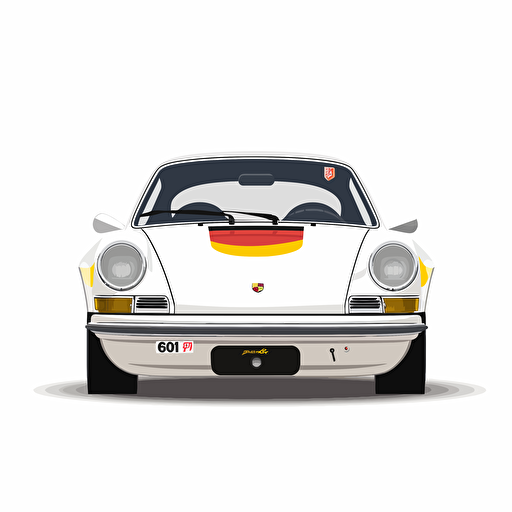 1969 Porsche 911 R, vector art, front view