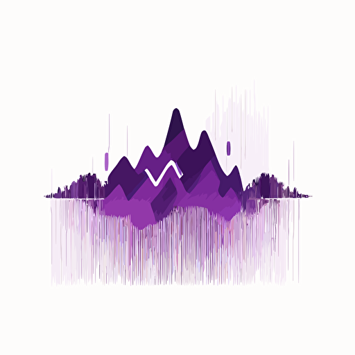 flat vector logo of mountine mixed with Frequency audio waveform, purple pallet, simple minimal,