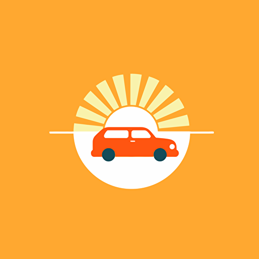 a flat vector logo for an electric vehicle brand, sun-powered, minimal, by Paul Rand
