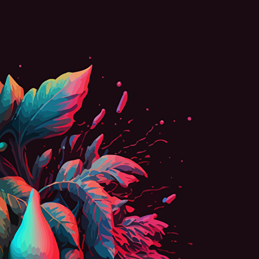 terpenes falling from a fountain. neon vectorized