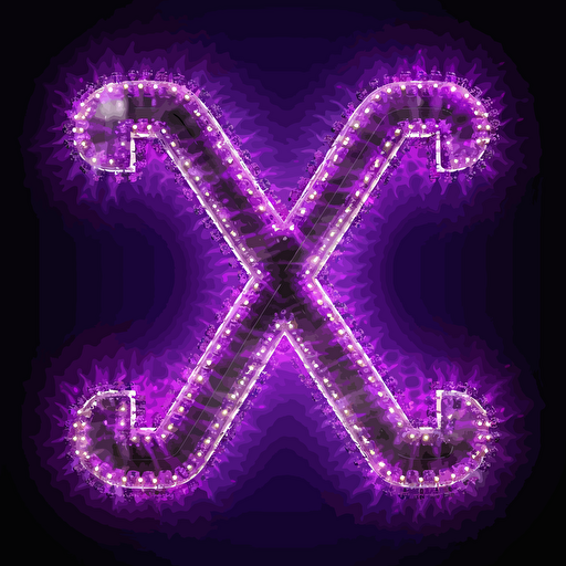large glowing purple chains arranged in the shape of the letter X, vector illustration, on a white background
