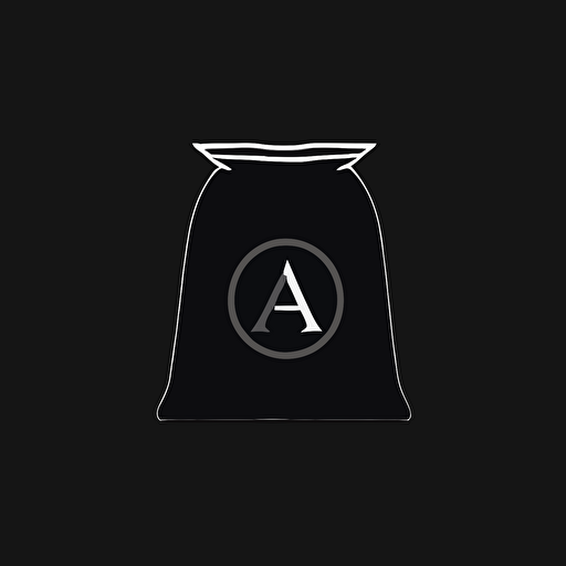 a logo, a platinum bag of coins, the bag has the letter A on it, simple, minimalistic, flat, vector