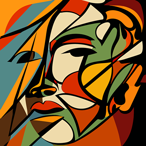 abstract face, cartoon, vector, 4:5
