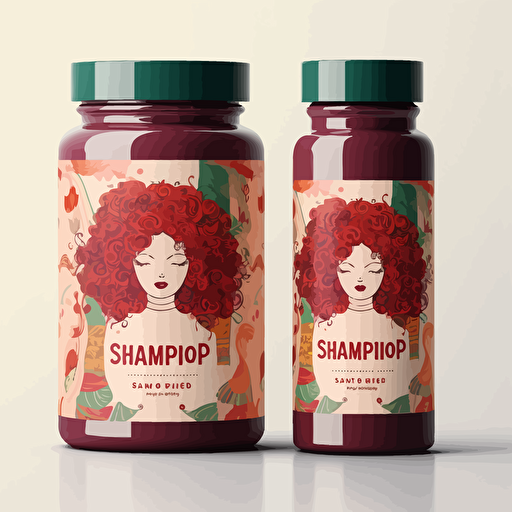 create a flat label design for shampo for curly hair, vector