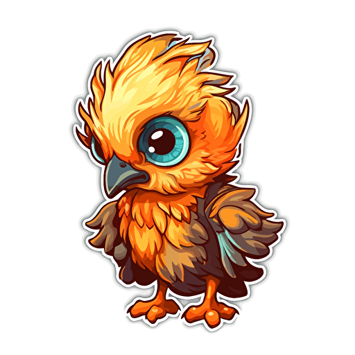 sticker of a cute baby phoenix, highly detailed, vector art, defined sticker cutout, plain white background, 32k