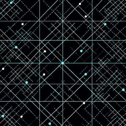simple vector pattern with grid and dots, geometrical, minimalistic, movement, blue and black,