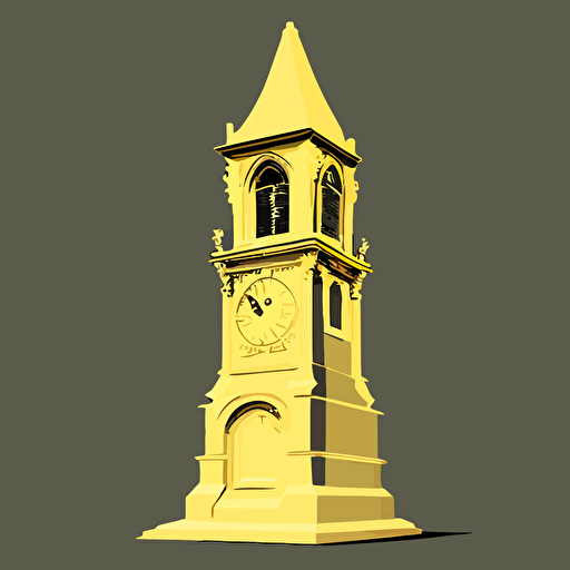 A vectorized clock tower in light yellow