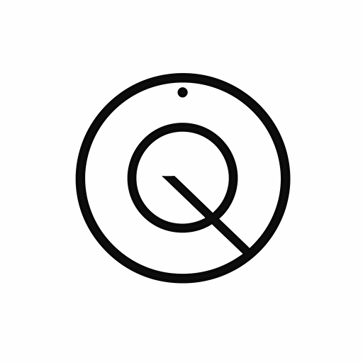 geometric iconic logo of letter 'Q' for Quotela , black vector on white background