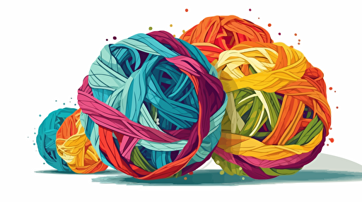 vector art style, ball of yarn, in the style of Michael Parks, white background,