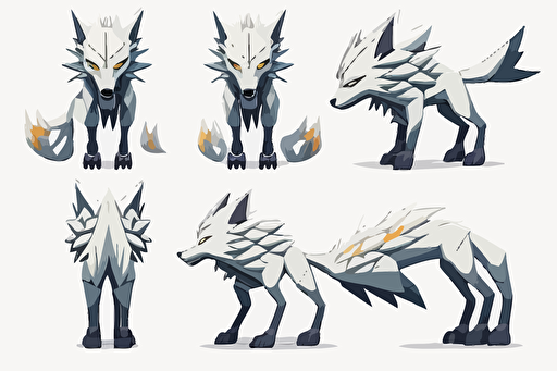 32 bit artic wolf enemy sprite game, facing right, scary design, straight white background, no shadow, vector art style