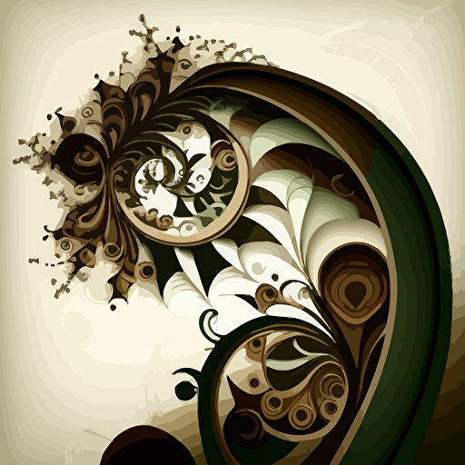 symbolic Vector in sepia, fractal, green tones