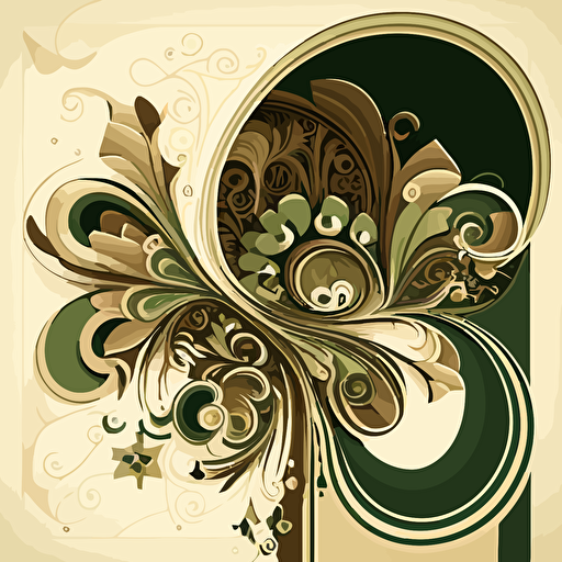 symbolic Vector in sepia, fractal, green tones
