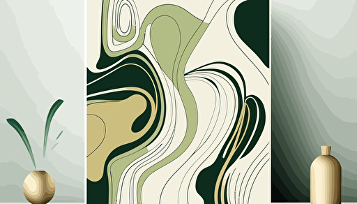green and beige abstract art, Minimalist, vector, contour