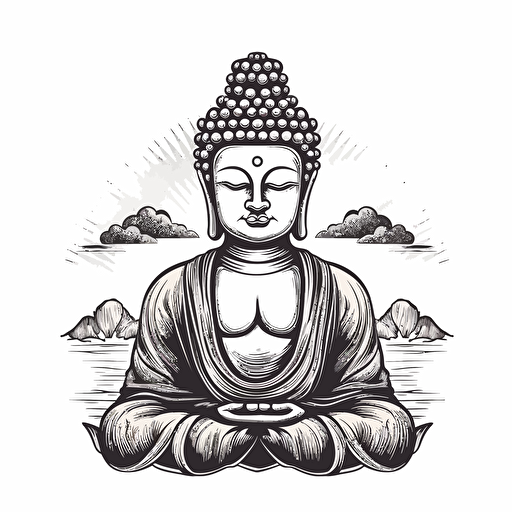 buddha vector design white background, minimalistic