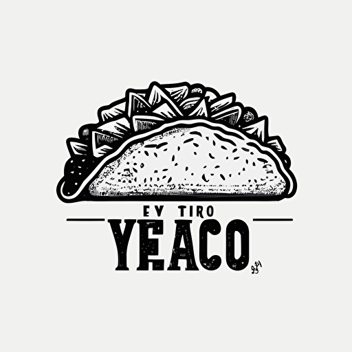 taco vector drawing, simple outline, vector, clean, modern, hipster, black, white background, by Keith Herring