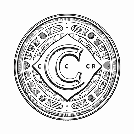 a simple sketch of a crypto currency called "CC" on white background, logo, vector