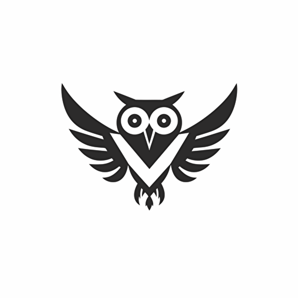 [Geometric Minimalist] iconic logo of [owl], [black] vector, on [white] backgroung