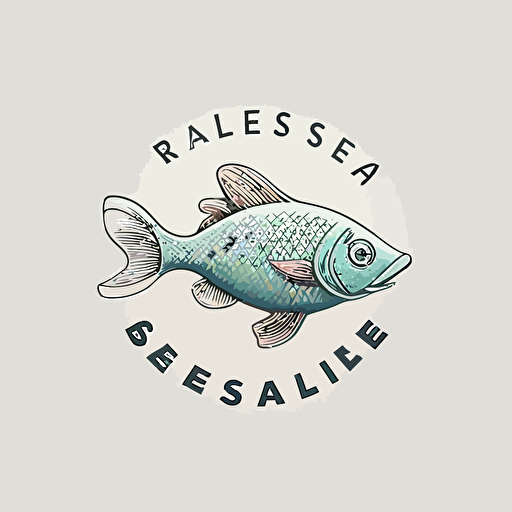 make me a logo for fish rescue, simple, clean, on white background, less than 10 colors, vector, pastel