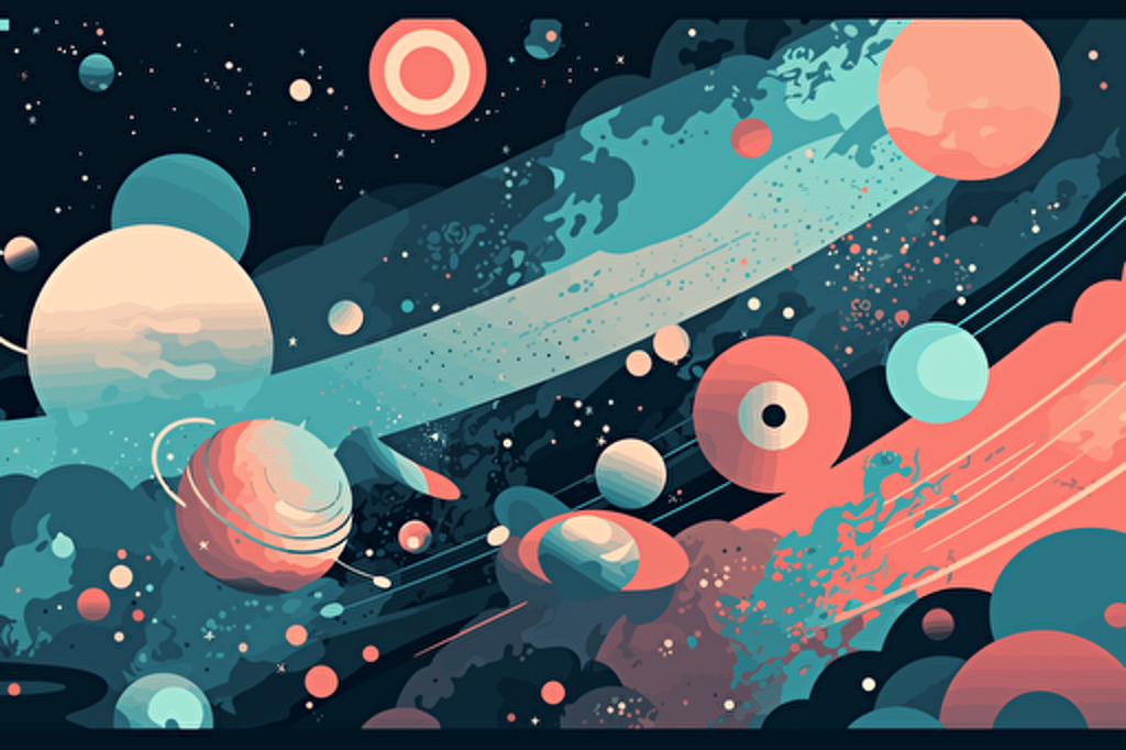 galaxy vector art, flat colors, pastel colors, minimalistic,