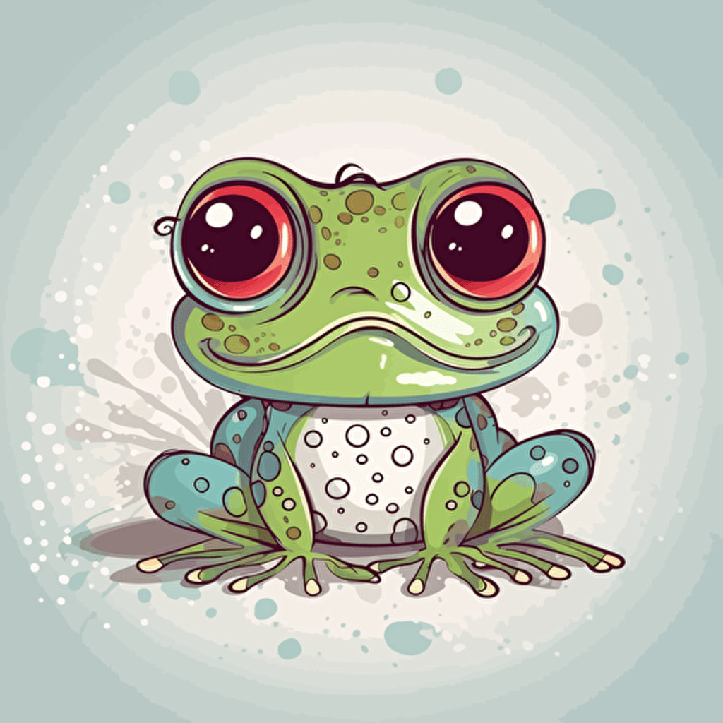 cute illustration of colorful cute happy frog, vector, contour, white and easy to separate background