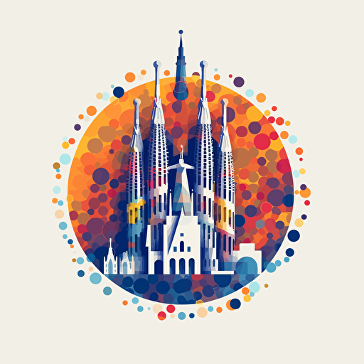 simple mosaic shaped sagrada familia vector logo colorful, simple
