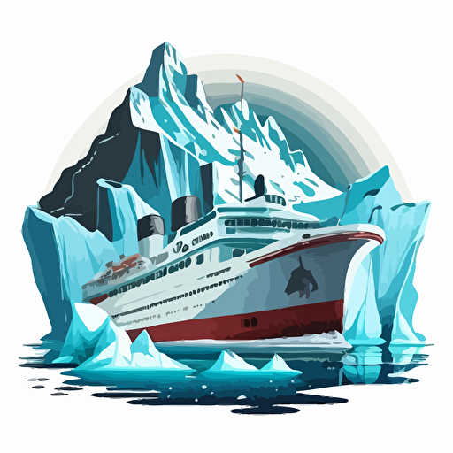 cartoon cruise ship glacier vector style