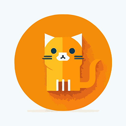 orange themed icon, cat, developer, minimalist, vector