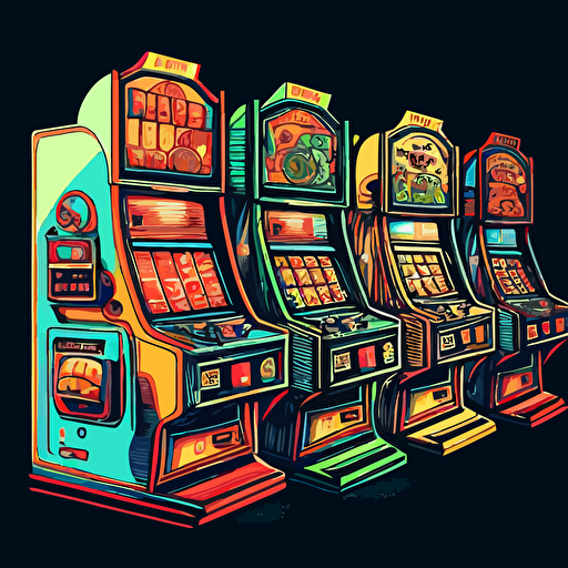 Many slot machines, vector art