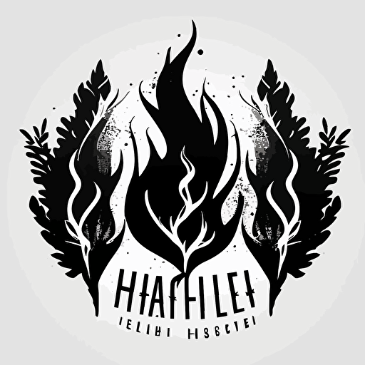simple black & white vector logo, silhoutte of three flames, each smaller than the last, stacked inside eachotehr