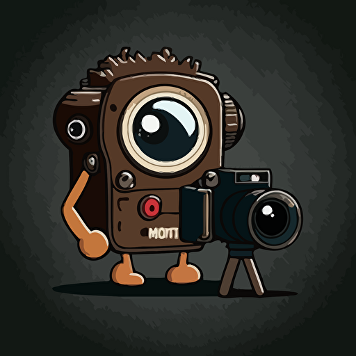a mascot logo of a 35mm camera and lense, simple, vector, no shading detail