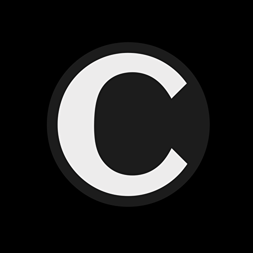simple flat vector logo with two capital letter C in it, black and white,