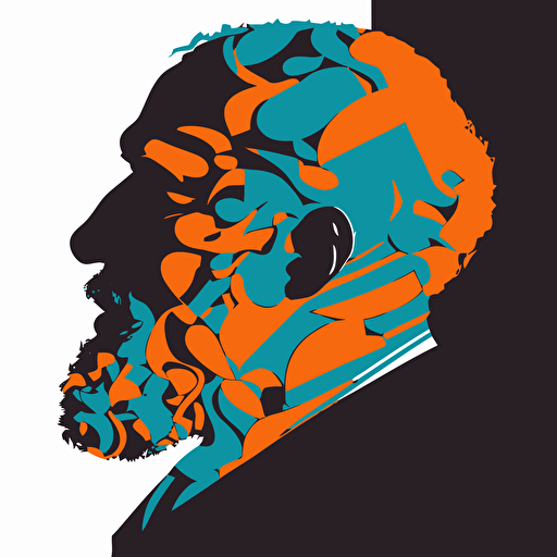 abstract music by Milton Glaser, 2d vector art, flat colors