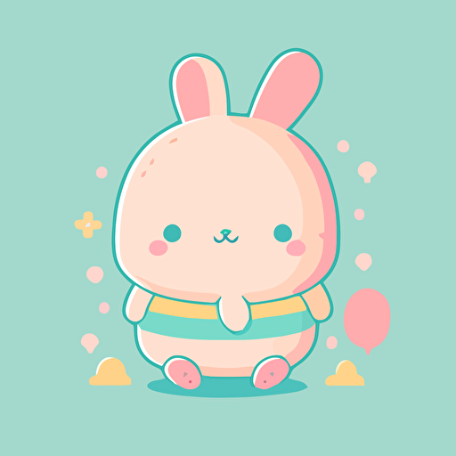 flat vector illustration, baby core, cute bunny, in style of sanrio