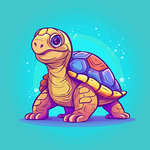 kids colouring page for 5 years old, cartoon turtle, flat simple vector illustration