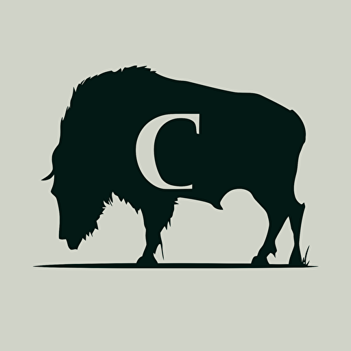The letter G in the shape of a bison, vector simple minimal