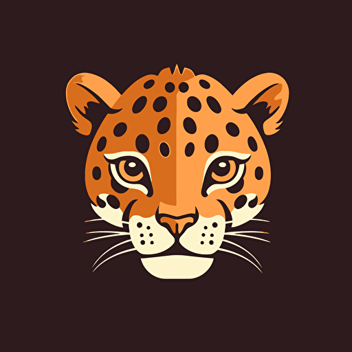 simple brown baby leopard face, minimalism, vector art, flat, logo