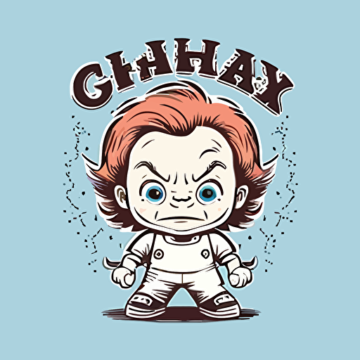 simple white logo vector of chucky