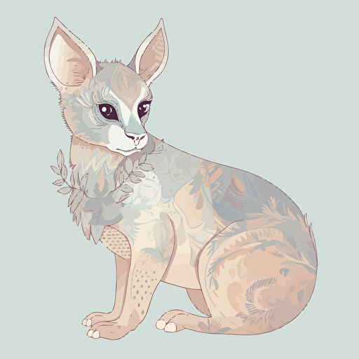 A flat detailed vector illustration of a cute real animal in pastel colors, anatomically correct