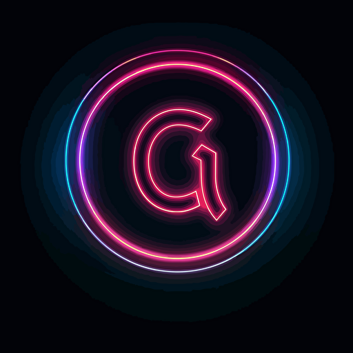 simple 1:1 vector logo made by neon lights with capital letter "G" that is forming the circle of a logo and word "lowins" inside the letter G