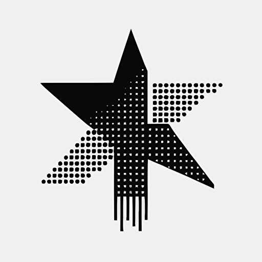 logo symbol for company called virtual star, pixel art, black and white, vector, minimalistic, simple geometric shapes