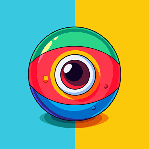 giant eyeball by tim lahan, flat colors, 3/4 pose, 2d vector art