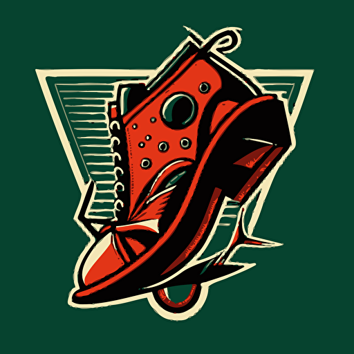 vector logo of a heel squashing a bug, simple, retro style