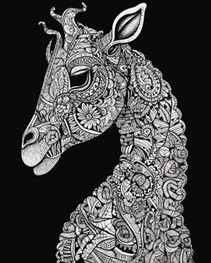 Create a paisley pattern design featuring a Giraffe next a Baobab Tree, creative, clean vector illustration, no gray filling, no black filling, no shade of any color::4 , coloring page for adults::3, image for coloring, printable outlined art, outline only, super detailed, hyperrealist, minimalistic, ultra high definition, Digital painting