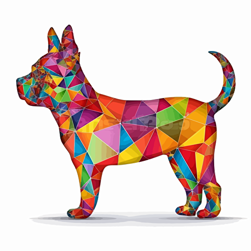 colorfull papiroflexy dog, vector art, white background