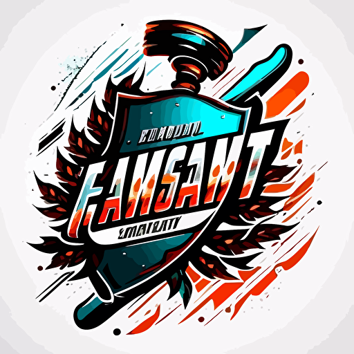 fantasy hockey champion logo, vector style white background