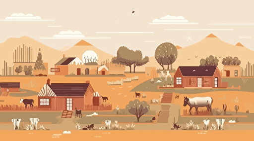 beautiful modern african farm. minimal vector illustration.