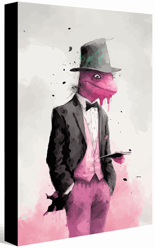 flat vector book cover design by stephen gammell showing painted wallpaper hawaii background to a pink anthropomorphic gecko salesman wearing a battered worn suit