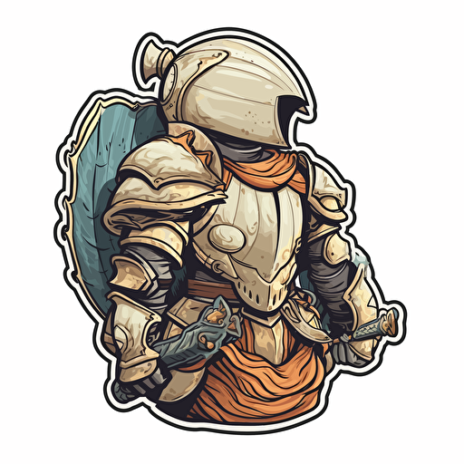 vector art sticker of seashell knight in armor, no background